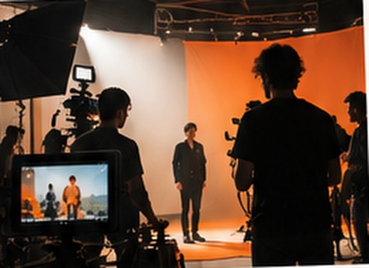 Đoàn làm phim trong studio